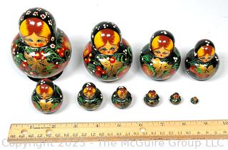 Traditional Russian Lacquer Matryoshka Nesting Dolls