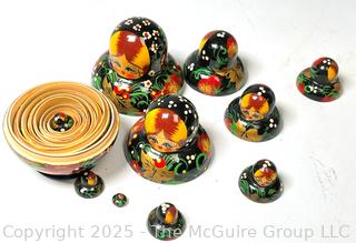 Traditional Russian Lacquer Matryoshka Nesting Dolls