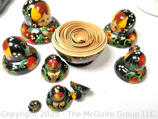 Traditional Russian Lacquer Matryoshka Nesting Dolls