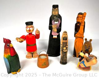 Collection of Carved Wooden Dolls