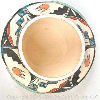 Native American Pueblo Pottery Vase or Bowl Signed by Artist Irene H. Tiqua. 
