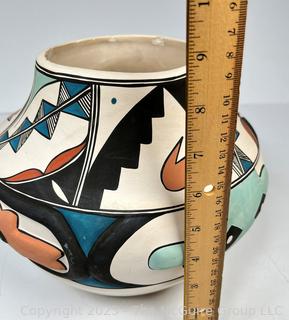 Native American Pueblo Pottery Vase or Bowl Signed by Artist Irene H. Tiqua. 
