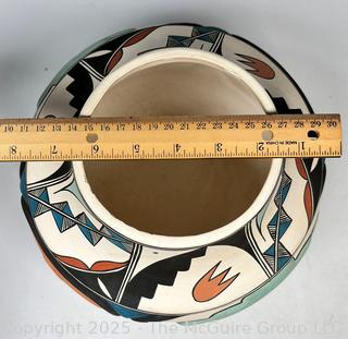 Native American Pueblo Pottery Vase or Bowl Signed by Artist Irene H. Tiqua. 