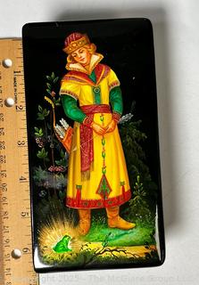Decorative Items Including Russian Zhostovo Toleware Tray and Russian Lacquer Box