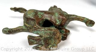 Reproduction Cast Bronze Gansu  Flying Horse Statue on Wood Base