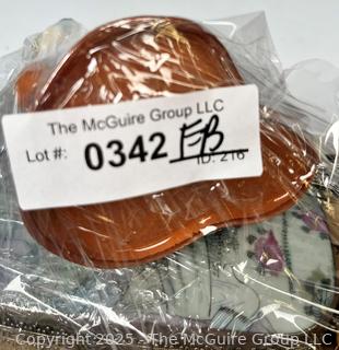 Asian Decorative Items Including Porcelain Lid Boxes, Japanese Kokeshi Dolls, Figurine and Plaque