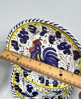 Eight (8) Italian Fima Deruta Hand Painted Pottery Plates, 8"