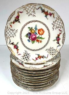Set of Ten (10) Pierced Schumann Arzberg Bavaria Porcelain China Lunch Plates