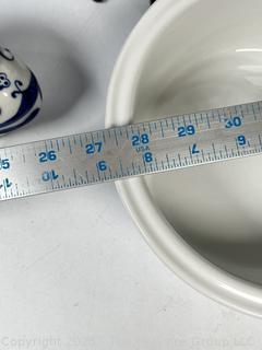Three (3) Blue and White Porcelain Serving Items Including Dansk and Gzhel from Russian 