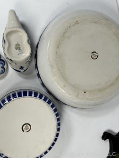 Three (3) Blue and White Porcelain Serving Items Including Dansk and Gzhel from Russian 