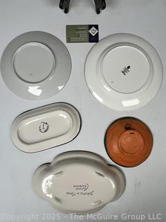 Hand Painted Porcelain Bowls, Trays and Framed Trivet