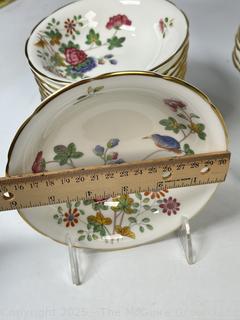 Set of Fine Porcelain Butter Plates and Fruit Bowls in Wedgwood Cuckoo Pattern
