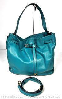 Cole Haan Blue Pebbled Leather Tote Bag