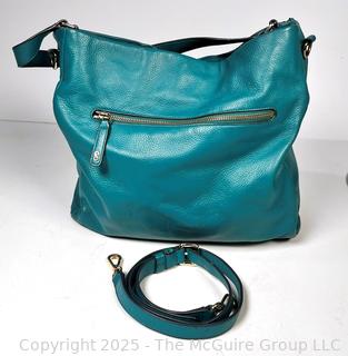 Cole Haan Blue Pebbled Leather Tote Bag