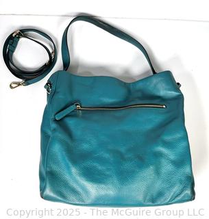 Cole Haan Blue Pebbled Leather Tote Bag