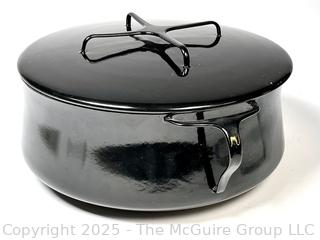 Large (11.5") Black Mid Century Dansk Enamel Cast Iron Kobenstyle IHQ Pot with Lid