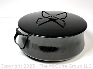 Large (11.5") Black Mid Century Dansk Enamel Cast Iron Kobenstyle IHQ Pot with Lid
