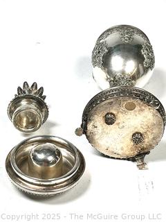 Sterling Silver Filigree Three (3) Piece Havdalah Set.  324 Grames