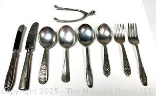 Sterling Silver Spoons and Wishbone Sugar Tongs
