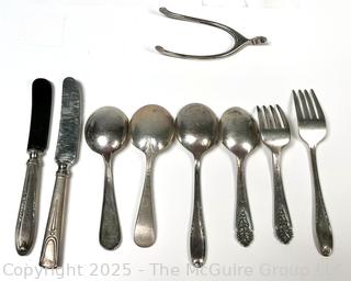 Sterling Silver Spoons and Wishbone Sugar Tongs