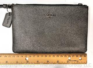 Pewter Coach Leather Wristlet, New Without Tags