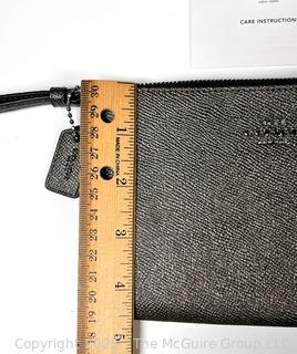 Pewter Coach Leather Wristlet, New Without Tags