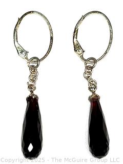 Faceted Garnet Bead with Sterling Silver Earrings