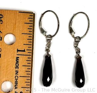 Faceted Garnet Bead with Sterling Silver Earrings