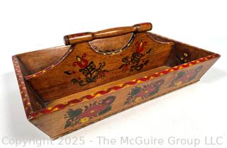 Wooden Folk Art Primitive Divided Knife Box