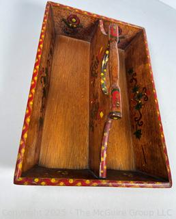 Wooden Folk Art Primitive Divided Knife Box