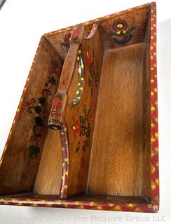 Wooden Folk Art Primitive Divided Knife Box