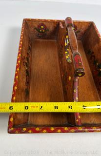 Wooden Folk Art Primitive Divided Knife Box