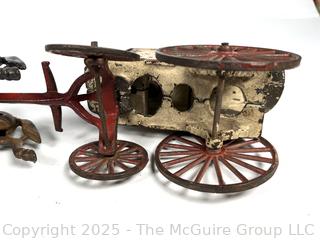 Antique Cast Iron Ice Wagon Toy With Driver