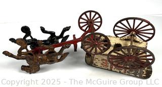 Antique Cast Iron Ice Wagon Toy With Driver