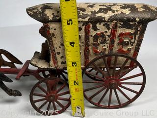 Antique Cast Iron Ice Wagon Toy With Driver