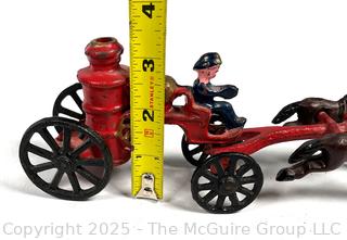Antique Cast Iron Fire Wagon Toy With Driver