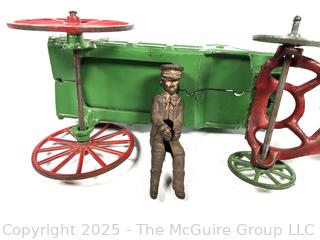 Antique Cast Iron Hay Wagon Toy With Driver