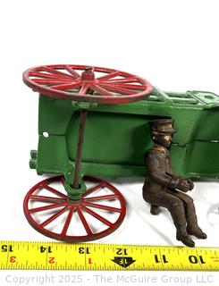 Antique Cast Iron Hay Wagon Toy With Driver
