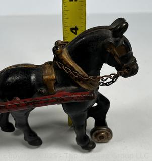 Antique Cast Iron Hay Wagon Toy With Driver