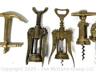 Collection of Antique Solid Brass Corkscrews