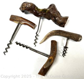 Collection of European Stag Horn and Grapevine Handled Corkscrews  