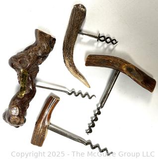 Collection of European Stag Horn and Grapevine Handled Corkscrews  