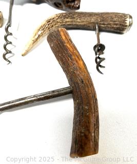 Collection of European Stag Horn and Grapevine Handled Corkscrews  