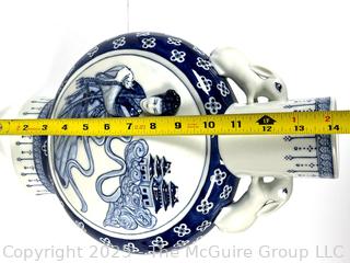 Chinese Blue and White Porcelain Double Rabbit Moon Vase