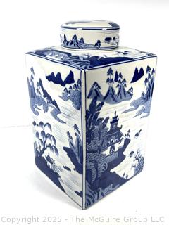 Chinese Blue and White Square Porcelain Ginger Jar 