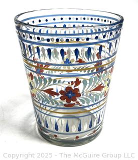 Enameled and Highly Decorated Flip Glass With Ground Pontil on Base.  Possibly from Sweden 