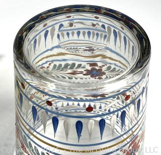 Enameled and Highly Decorated Flip Glass With Ground Pontil on Base.  Possibly from Sweden 