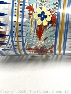 Enameled and Highly Decorated Flip Glass With Ground Pontil on Base.  Possibly from Sweden 