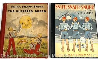 Two (2) Children's Books Snipp, Snapp Snurr by Maj Lindman circa 1940's