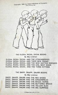 Two (2) Children's Books Snipp, Snapp Snurr by Maj Lindman circa 1940's